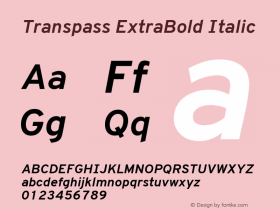 Transpass ExtraBold Italic Version 0.078;December 3, 2019;FontCreator 12.0.0.2547 64-bit; ttfautohint (v1.6)图片样张