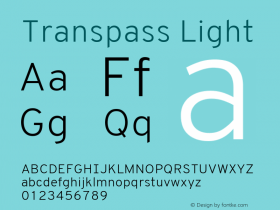 Transpass Light Version 1.001;December 3, 2019;FontCreator 12.0.0.2547 64-bit; ttfautohint (v1.6)图片样张