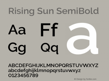 RisingSun-SemiBold Version 1.00;November 23, 2019;FontCreator 12.0.0.2547 64-bit; ttfautohint (v1.8.3) Font Sample