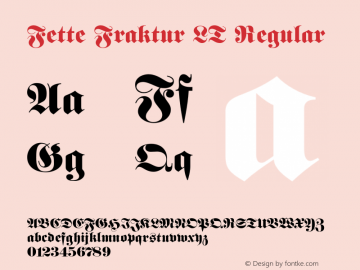 FetteFrakturLT-Regular Version 1.00 Font Sample