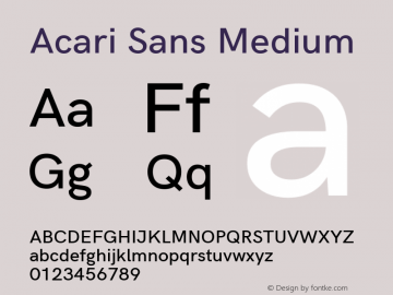 Acari Sans Medium Version 1.045;December 5, 2019;FontCreator 12.0.0.2547 64-bit; ttfautohint (v1.6) Font Sample