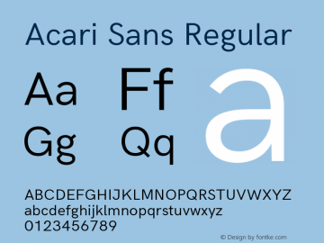 Acari Sans Version 1.045;December 5, 2019;FontCreator 12.0.0.2547 64-bit; ttfautohint (v1.6) Font Sample