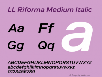 LL-Riforma-Medium-Italic Version 3.000 Font Sample