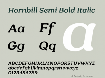 Hornbill-SemiBoldItalic Version 1.000图片样张