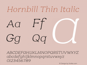 Hornbill-ThinItalic Version 1.000图片样张