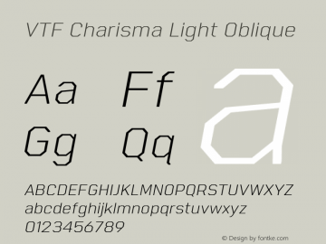 VTF Charisma Light Oblique Version 1.000;hotconv 1.0.109;makeotfexe 2.5.65596 Font Sample