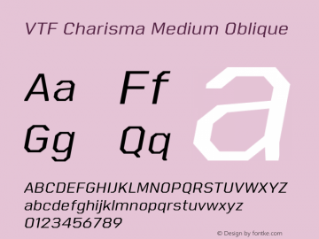 VTF Charisma Medium Oblique Version 1.000;hotconv 1.0.109;makeotfexe 2.5.65596 Font Sample