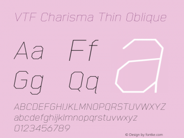 VTF Charisma Thin Oblique Version 1.000;hotconv 1.0.109;makeotfexe 2.5.65596 Font Sample