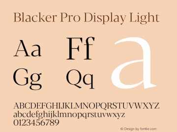 Blacker Pro Display Light Version 1.000;hotconv 1.0.109;makeotfexe 2.5.65596 Font Sample