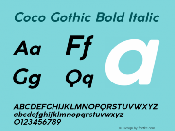 CocoGothic-BoldItalic Version 3.001 Font Sample