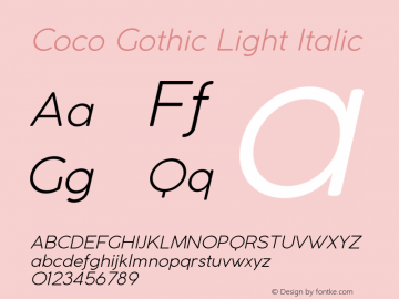 CocoGothic-LightItalic Version 2.001 Font Sample