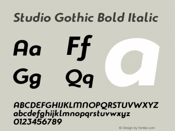 StudioGothic-BoldItalic Version 1.000 Font Sample