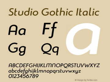 StudioGothic-Italic Version 1.000 Font Sample