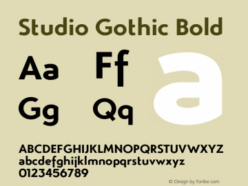 StudioGothic-Bold Version 1.000 Font Sample