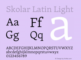 Skolar Latin Lt Regular Version 3.005;PS 3.005;hotconv 1.0.88;makeotf.lib2.5.647800 Font Sample