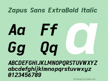 Zapus Sans ExtraBold Italic Version 1.00;December 9, 2019;FontCreator 12.0.0.2547 64-bit; ttfautohint (v1.6) Font Sample