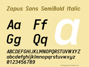 Zapus Sans SemiBold Italic Version 1.00;December 9, 2019;FontCreator 12.0.0.2547 64-bit; ttfautohint (v1.6) Font Sample