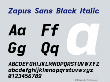 Zapus Sans Black Italic Version 1.00;December 9, 2019;FontCreator 12.0.0.2547 64-bit; ttfautohint (v1.6) Font Sample