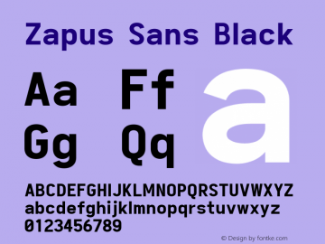 Zapus Sans Black Version 1.00;December 9, 2019;FontCreator 12.0.0.2547 64-bit; ttfautohint (v1.6)图片样张