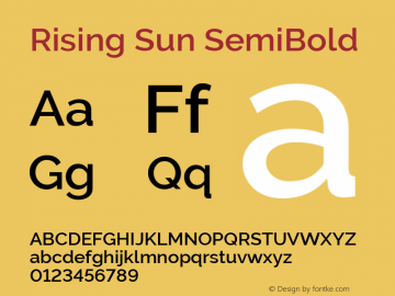 RisingSun-SemiBold Version 1.00;November 23, 2019;FontCreator 12.0.0.2547 64-bit; ttfautohint (v1.6) Font Sample