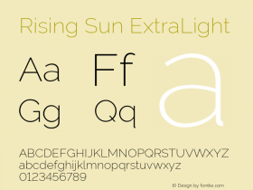 RisingSun-ExtraLight Version 1.00;November 23, 2019;FontCreator 12.0.0.2547 64-bit; ttfautohint (v1.6) Font Sample