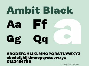 Ambit-Black Version 1.020;hotconv 1.0.109;makeotfexe 2.5.65596 Font Sample