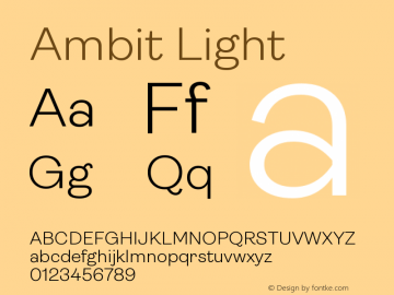 Ambit Light Version 1.020;hotconv 1.0.109;makeotfexe 2.5.65596 Font Sample