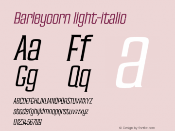 Barleycorn light-italic 0.1.0 Font Sample