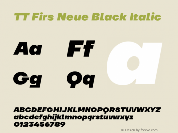 TT Firs Neue Black Italic Version 1.000 Font Sample