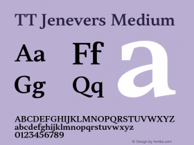 TT Jenevers Medium Version 1.000 Font Sample