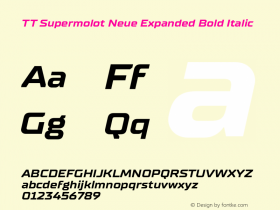 TT Supermolot Neue Expanded Bold Italic Version 1.010图片样张