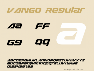 VANGO Regular Version 1.000 Font Sample