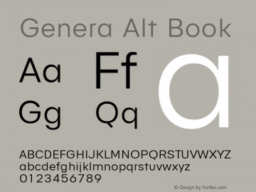 Genera Alt Book Version 1.000 Font Sample