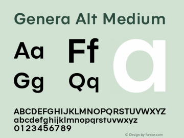 Genera Alt Medium Version 1.000 Font Sample