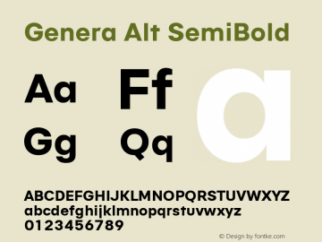 Genera Alt SemiBold Version 1.000 Font Sample