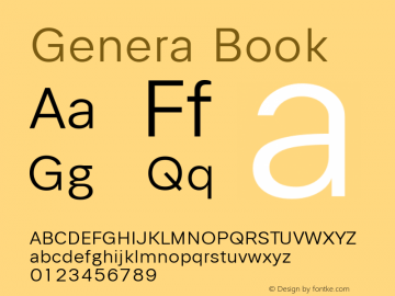 Genera Book Version 1.000 Font Sample