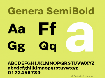 Genera SemiBold Version 1.000 Font Sample