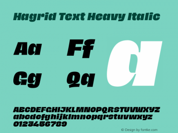 HagridText-HeavyItalic Version 1.000;hotconv 1.0.109;makeotfexe 2.5.65596图片样张