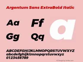 Argentum Sans ExtraBold Italic Version 2.00;December 12, 2019;FontCreator 12.0.0.2547 64-bit; ttfautohint (v1.6)图片样张