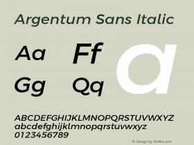 Argentum Sans Italic Version 2.00;December 12, 2019;FontCreator 12.0.0.2547 64-bit; ttfautohint (v1.6)图片样张