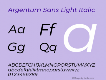 Argentum Sans Light Italic Version 2.00;December 12, 2019;FontCreator 12.0.0.2547 64-bit; ttfautohint (v1.6) Font Sample
