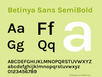 Betinya Sans SemiBold Version 2.001;December 9, 2019;FontCreator 12.0.0.2547 64-bit; ttfautohint (v1.6) Font Sample
