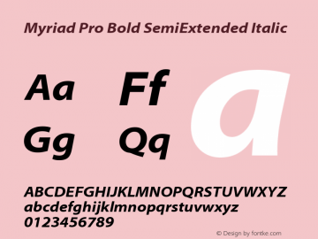 MyriadPro-BoldSemiExtIt Version 2.037;PS 2.000;hotconv 1.0.51;makeotf.lib2.0.18671 Font Sample