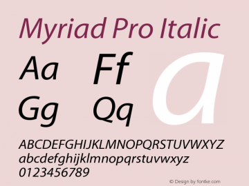 MyriadPro-It Version 2.037;PS 2.000;hotconv 1.0.51;makeotf.lib2.0.18671图片样张