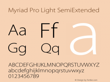 MyriadPro-LightSemiExt Version 2.037;PS 2.000;hotconv 1.0.51;makeotf.lib2.0.18671 Font Sample