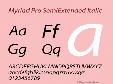 MyriadPro-SemiExtIt Version 2.037;PS 2.000;hotconv 1.0.51;makeotf.lib2.0.18671 Font Sample