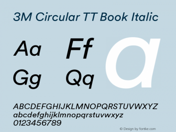 3MCircularTT-BookItalic Version 1.001; build 0002 Font Sample