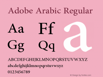 AdobeArabic-Regular Version 3.000;PS 3.0;hotconv 1.0.70;makeotf.lib2.5.5900 Font Sample