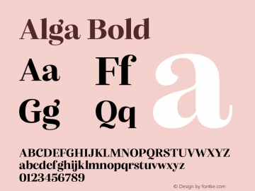 Alga-Bold Version 2.008;hotconv 1.0.109;makeotfexe 2.5.65596 Font Sample