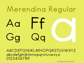 Merendina Regular Version 1.000;PS 001.000;hotconv 1.0.88;makeotf.lib2.5.64775 Font Sample